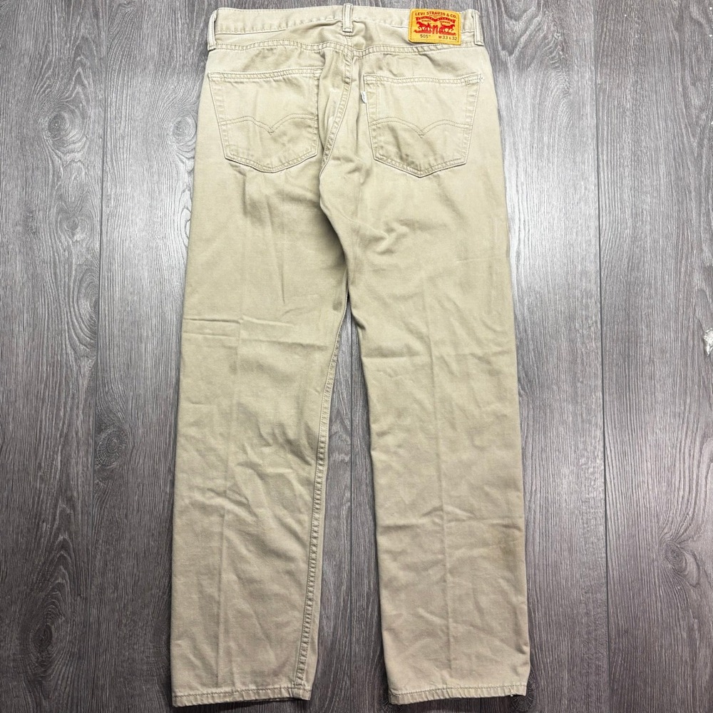 Levis 505 Regular Fit Khaki Tan Straight Leg Pants 33x32 Mens Y2k